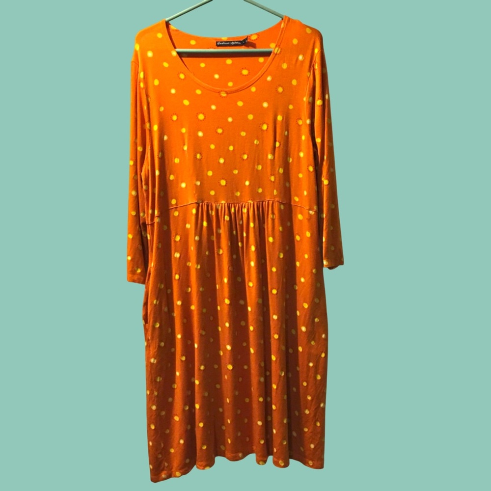 Gudrun Sjoden Orange Polka Dot Midi Dress